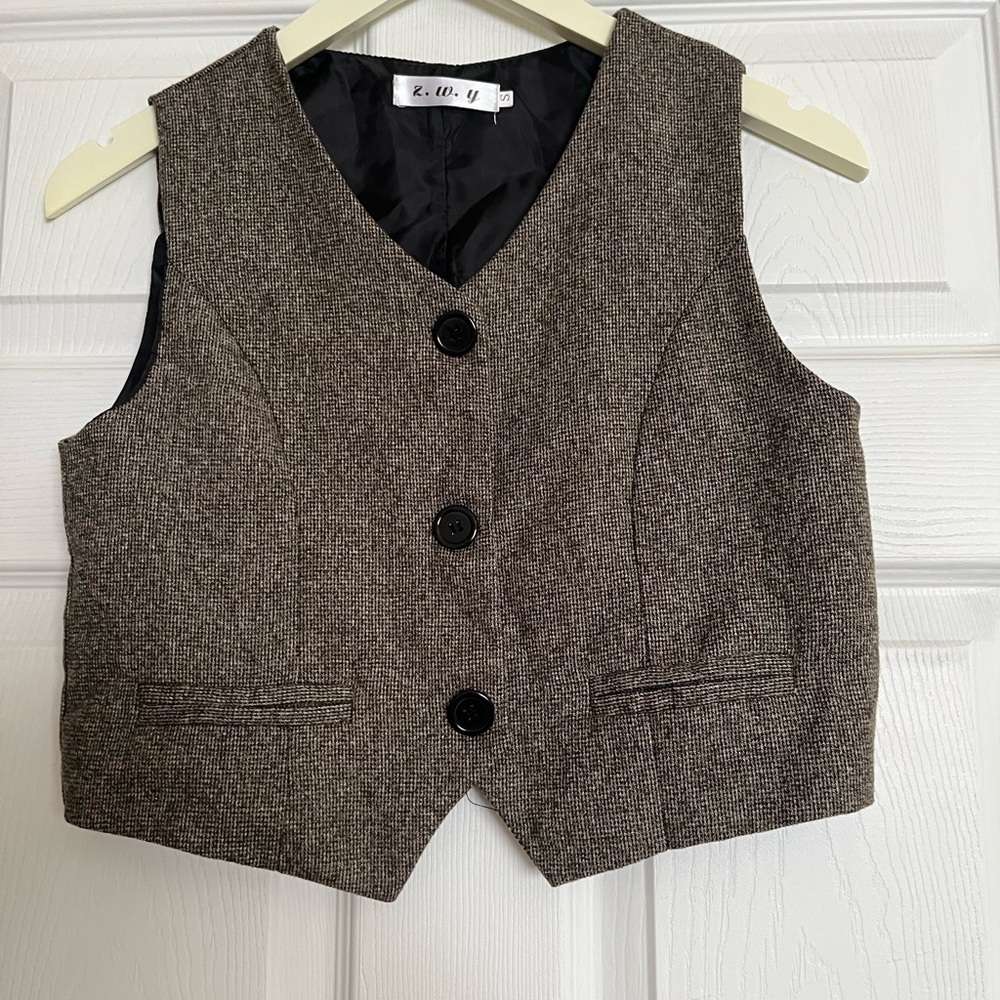 Z.W.Y Vest tuxedo brown grey small